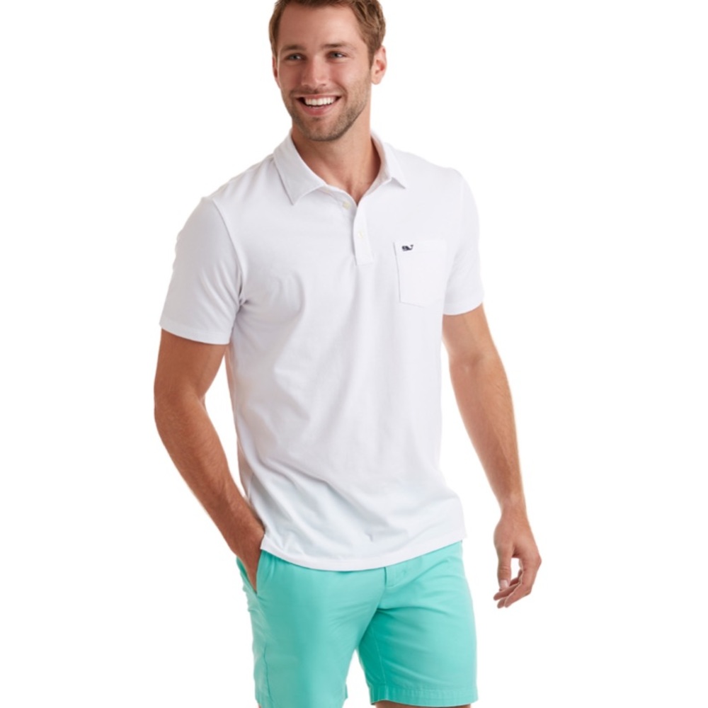 New! Vineyard Vines White Classic Fit Polo Shirt M